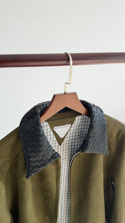 Bottega Veneta Woven-Collar Bomber Jacket - Green
