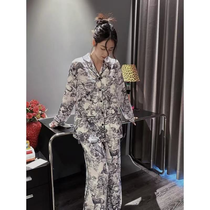 Dior Button-Front Pajama Set - White