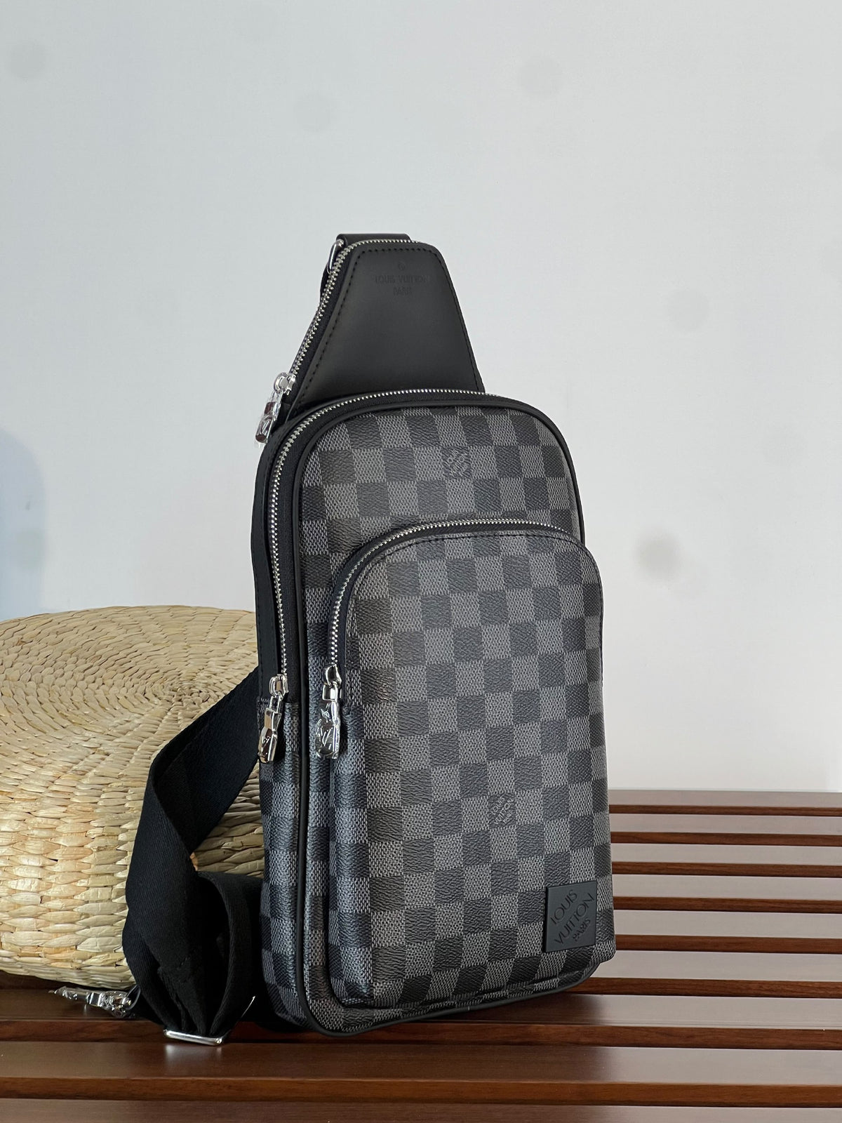Louis Vuitton Crossbody Bag Rounded Checkered Pockets - Dark Grey
