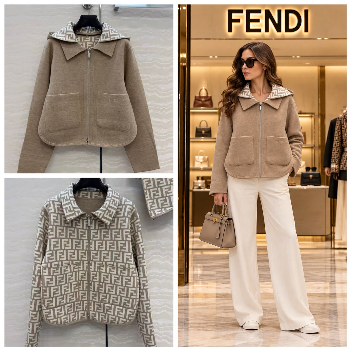 Fendi Jacket - Beige, Beige Monogram