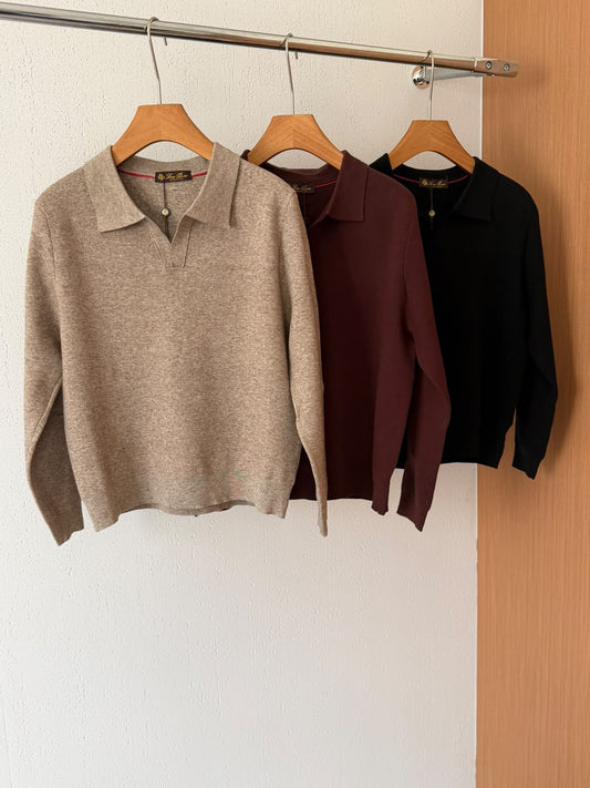 Loro Piana Polo Sweater - Beige, Burgundy, Black