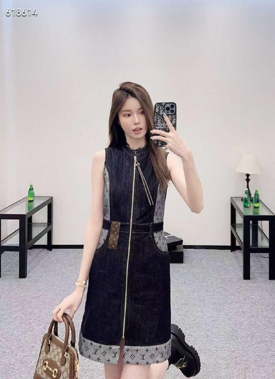 Louis Vuitton Monogram-Panel Dress - Black Monogram