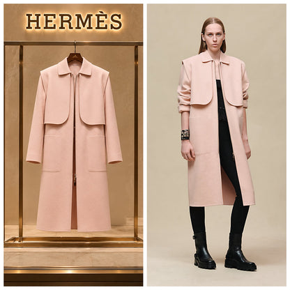 Hermès Cape-Panel Coat - Pink