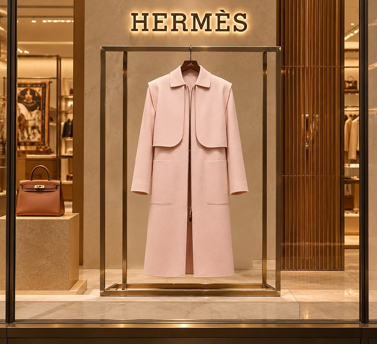 Hermès Cape-Panel Coat - Pink