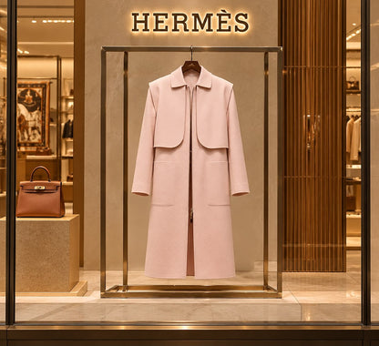 Hermès Cape-Panel Coat - Pink