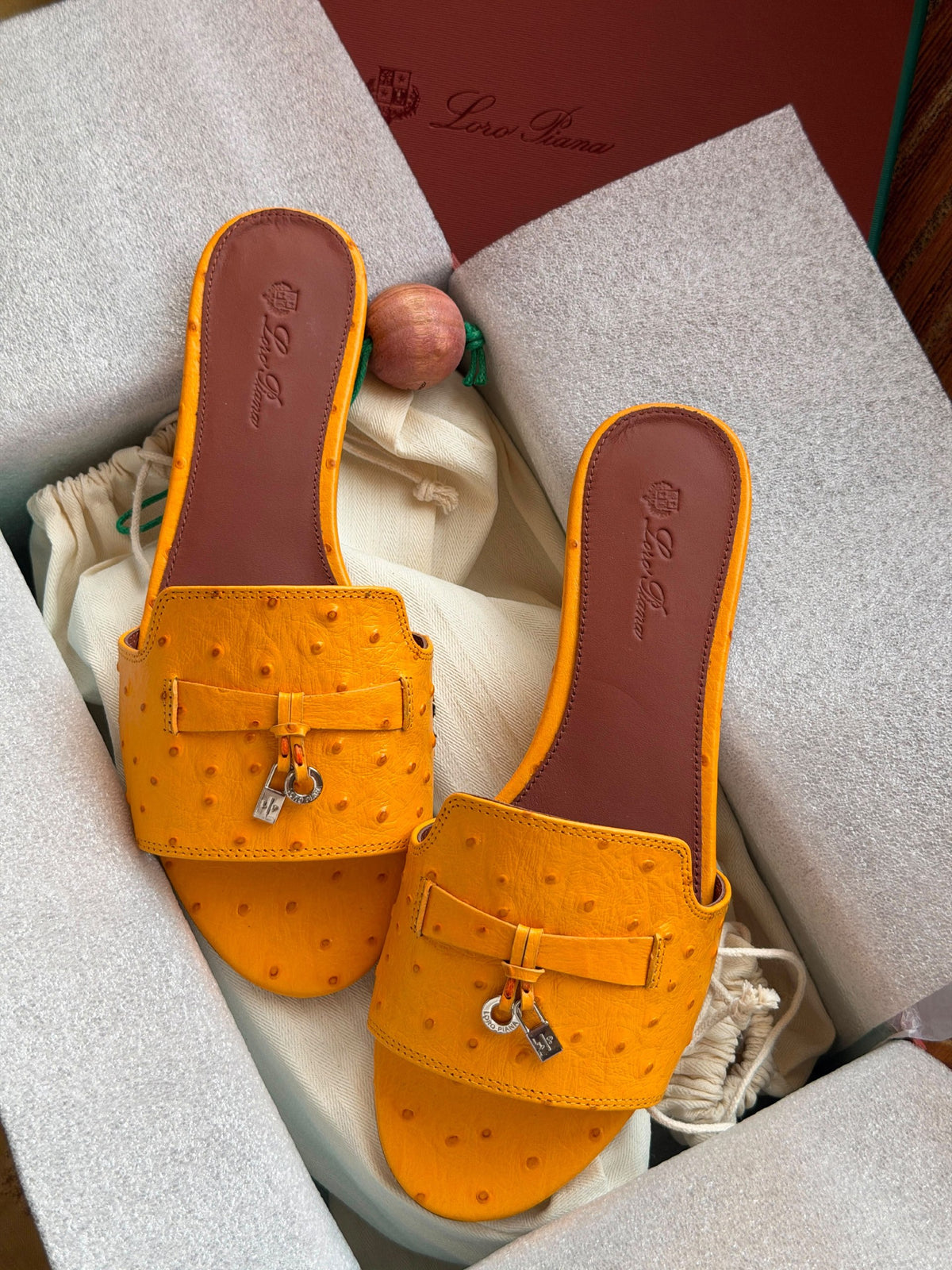 Loro Piana Slippers - Orange Embossed