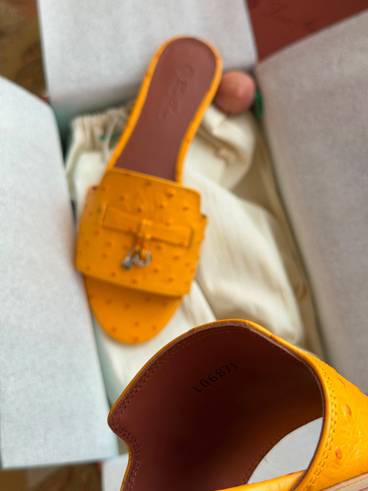 Loro Piana Slippers - Orange Embossed