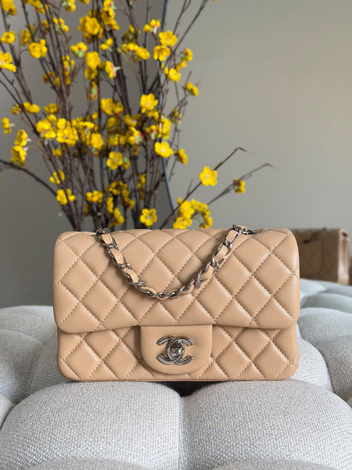 Chanel Quilted Flap Shoulder Bag - Beige