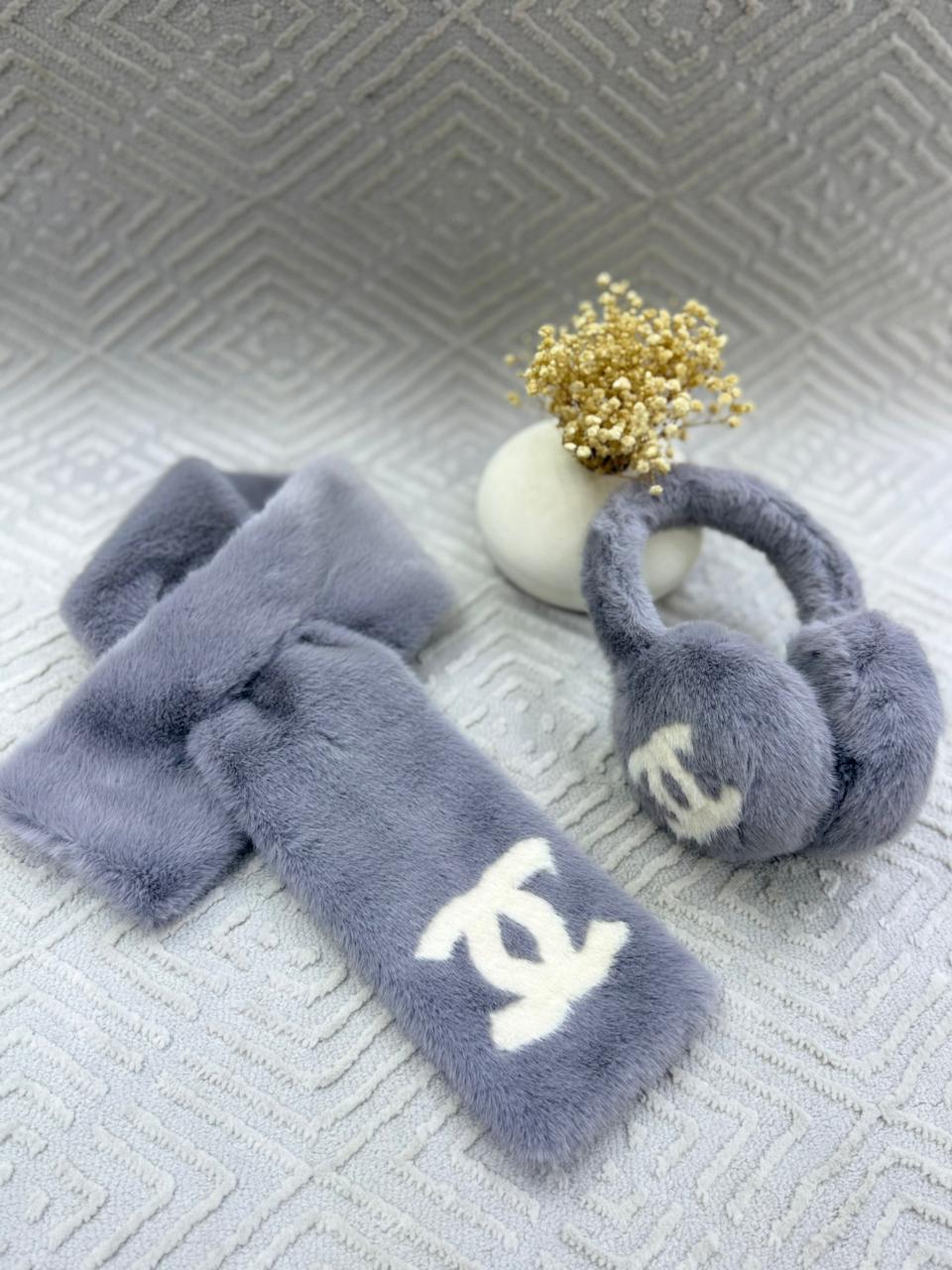Chanel Scarf & Earmuffs - Grey
