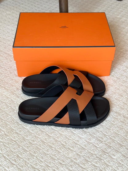 Hermes Slippers - Black & Brown