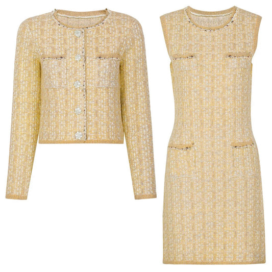 Self-Portrait Tweed Pocket Set - Beige