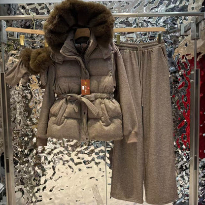 Loro Piana Hooded Puffer Set - Beige