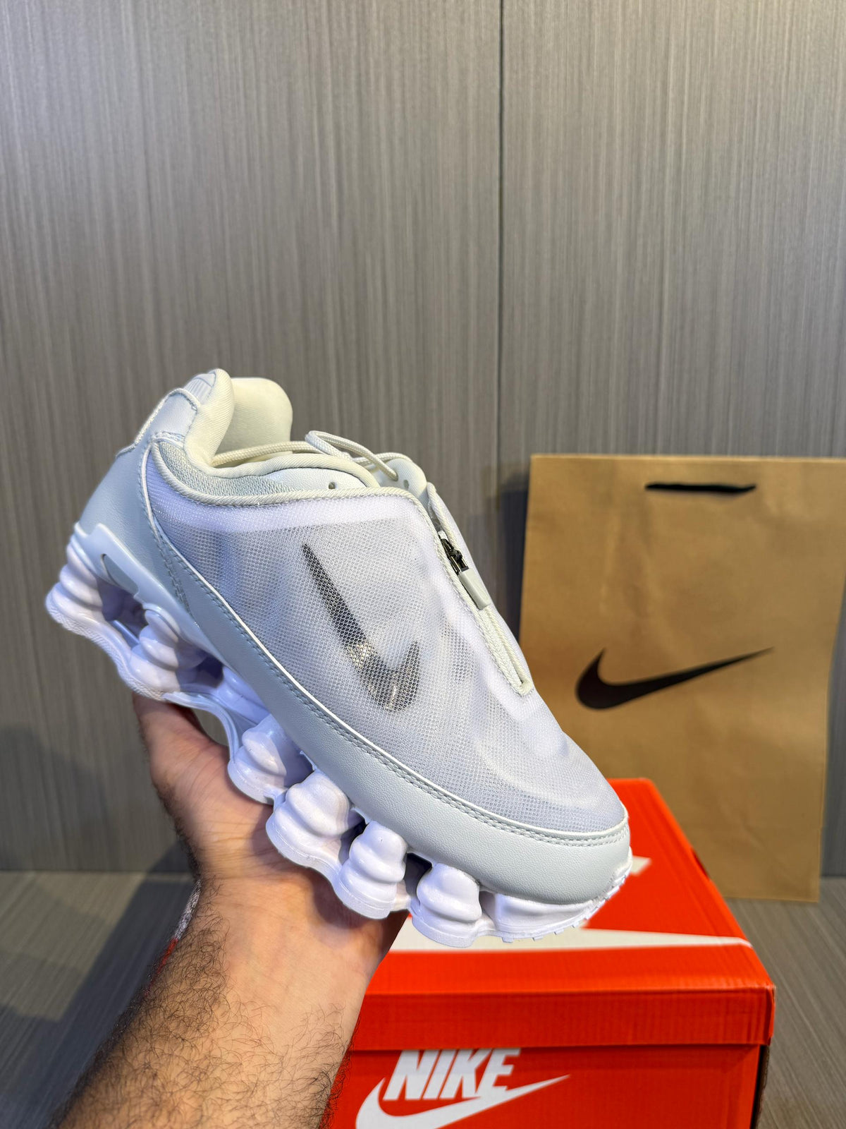 Nike Shox Zipper White Sneakers - 