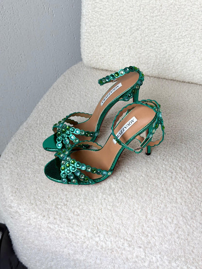 Aquazzura Multi-Strap Heels - Green