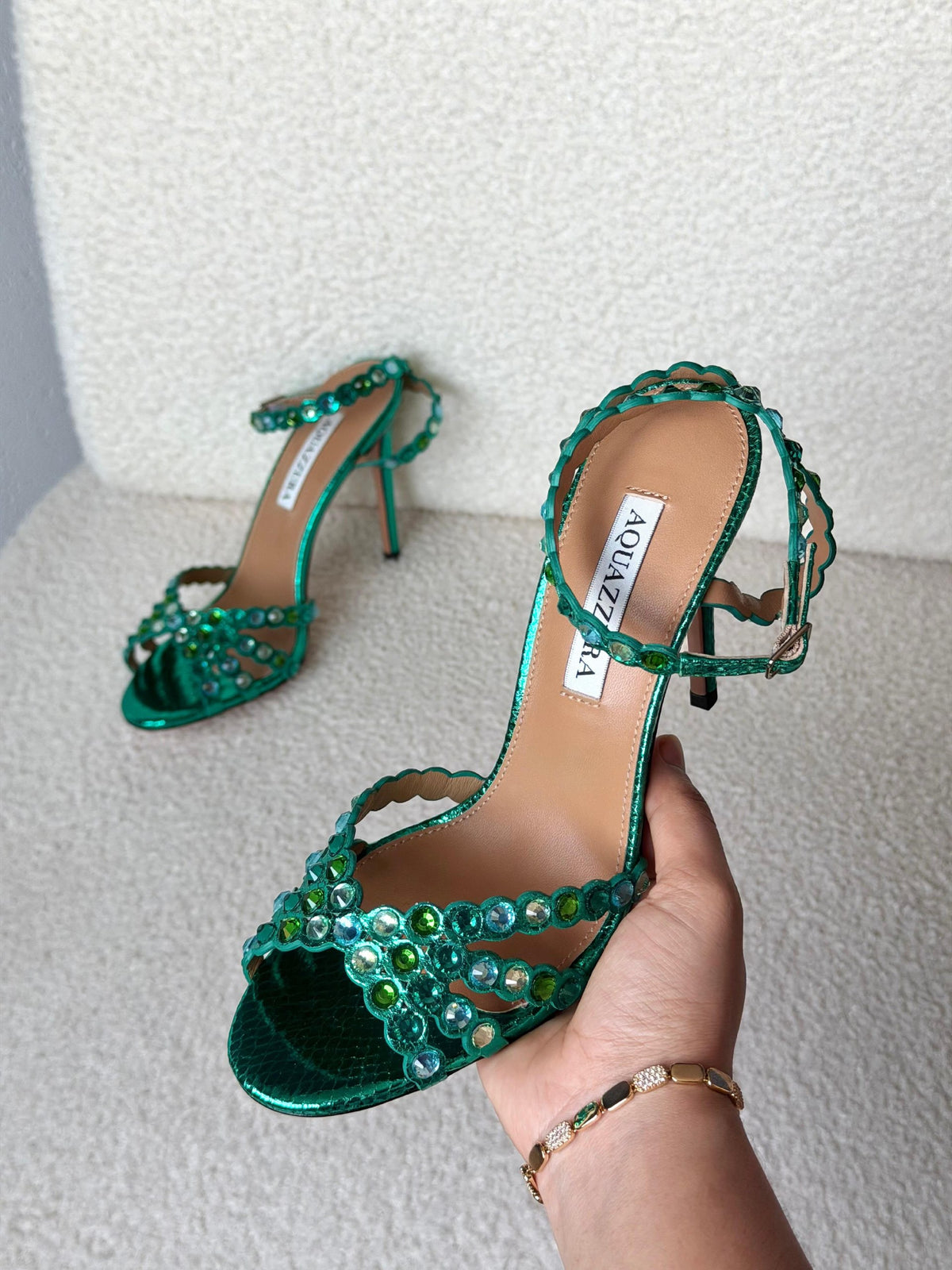 Aquazzura Multi-Strap Heels - Green