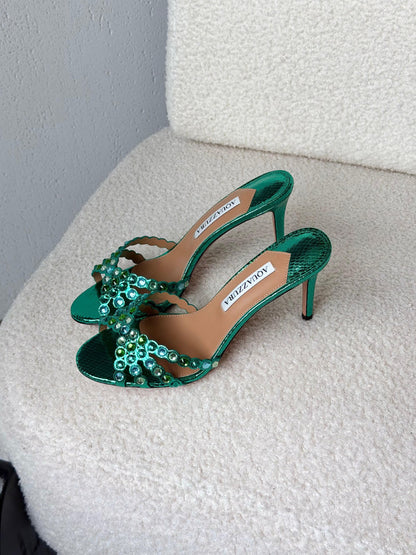Aquazzura Multi-Strap Heels - Green