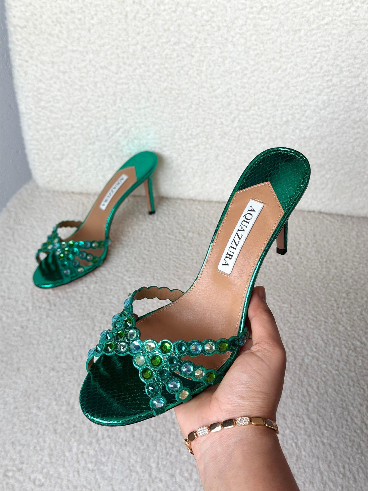 Aquazzura Multi-Strap Heels - Green