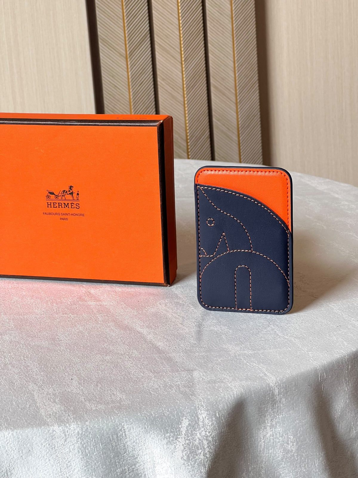 Hermès Card Holder - Navy