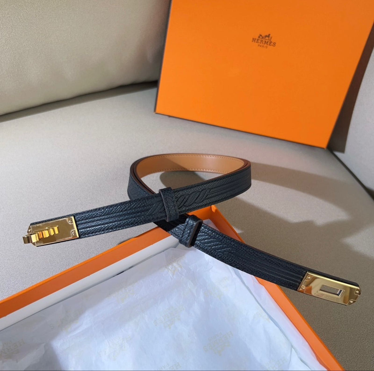 Hermes Turn-Lock Belt - Black