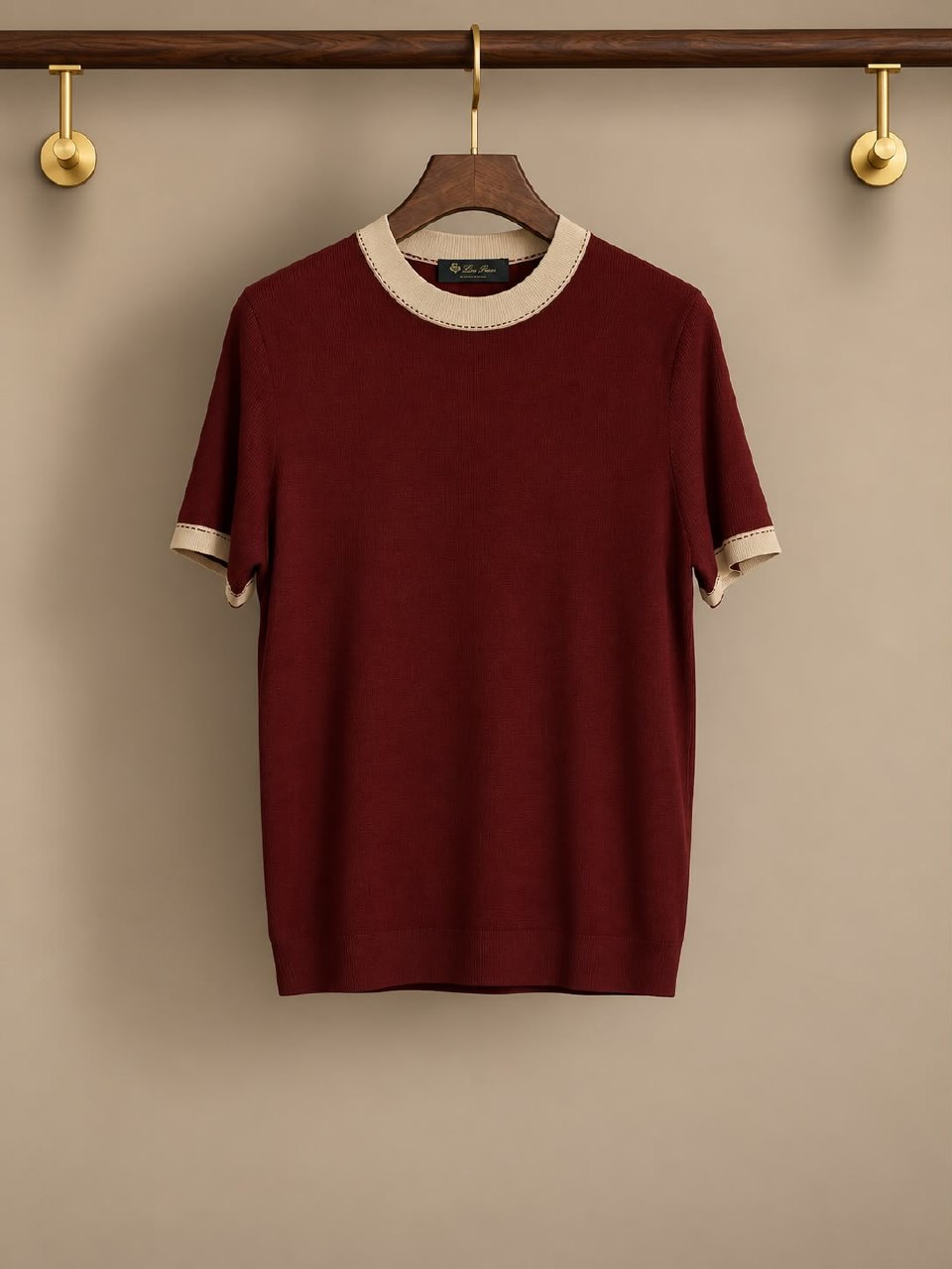 Loro Piana Knitted T-Shirt - Burgundy, Beige, Black, White