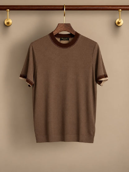 Loro Piana Knitted T-Shirt - Burgundy, Beige, Black, White