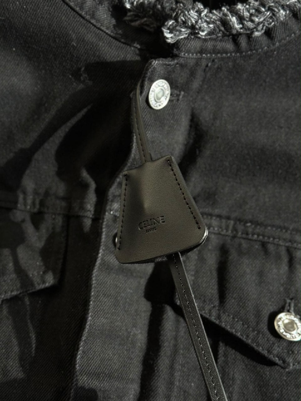 Celine Frayed Collar Jacket - Black