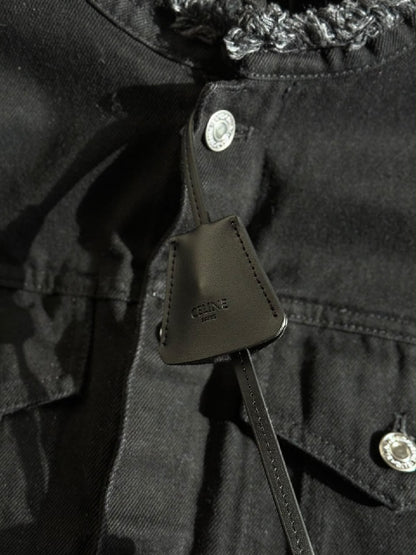 Celine Frayed Collar Jacket - Black