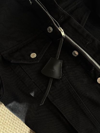 Celine Frayed Collar Jacket - Black