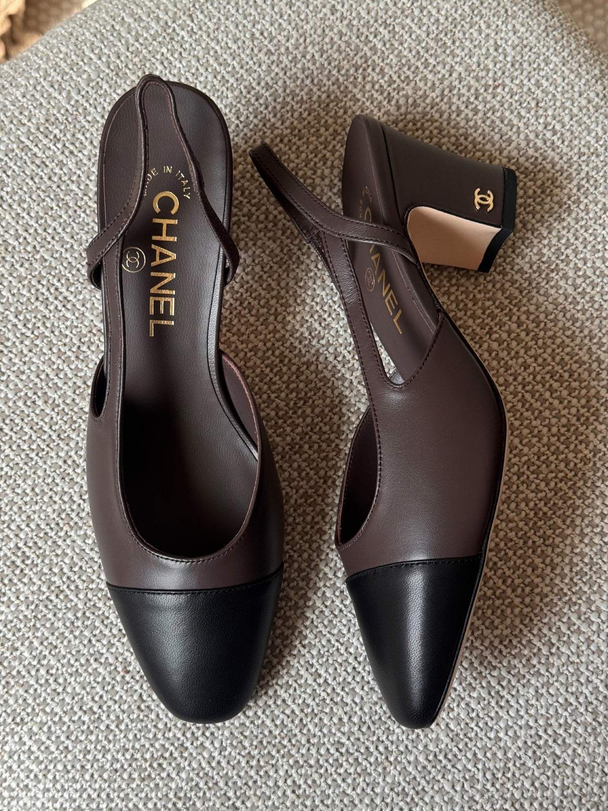 Chanel Block Heels - Brown & Black