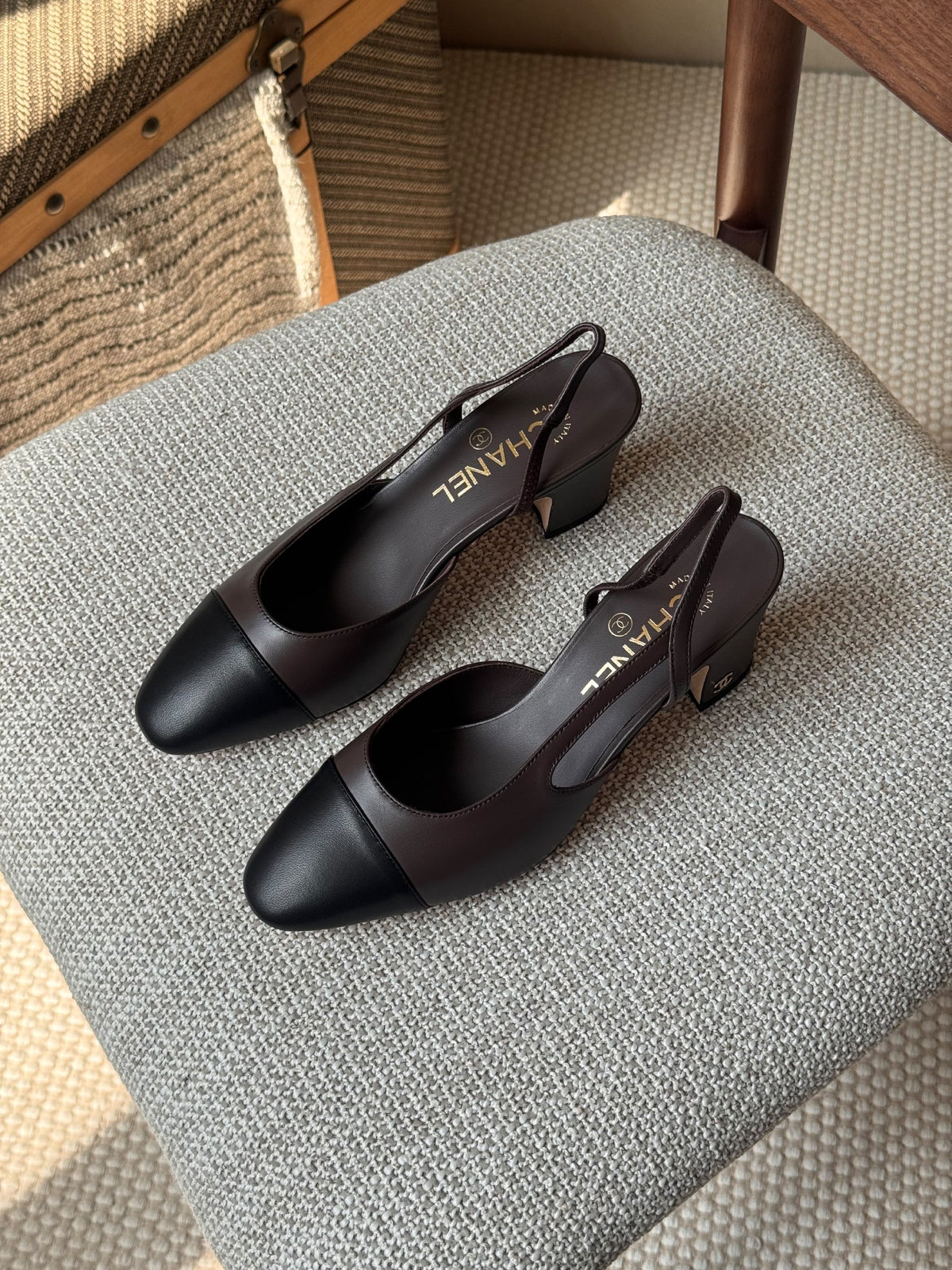 Chanel Block Heels - Brown & Black