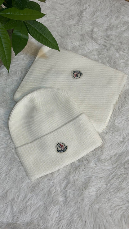 Moncler Scarf & Beanie - White, Navy, Brown