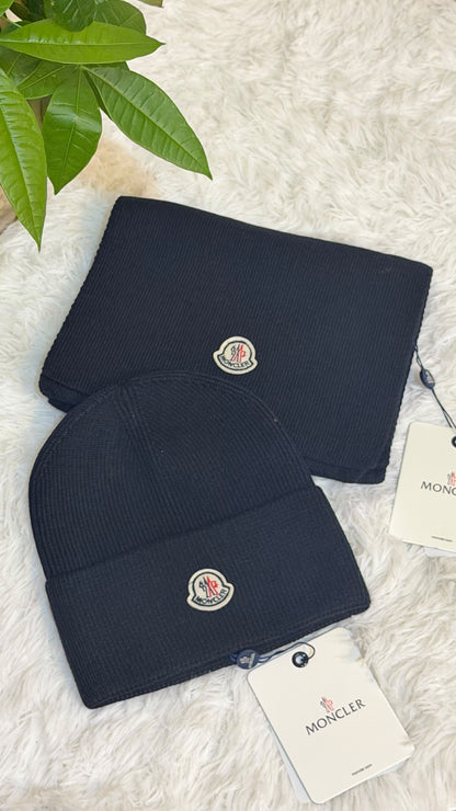 Moncler Scarf & Beanie - White, Navy, Brown