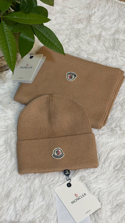 Moncler Scarf & Beanie - White, Navy, Brown