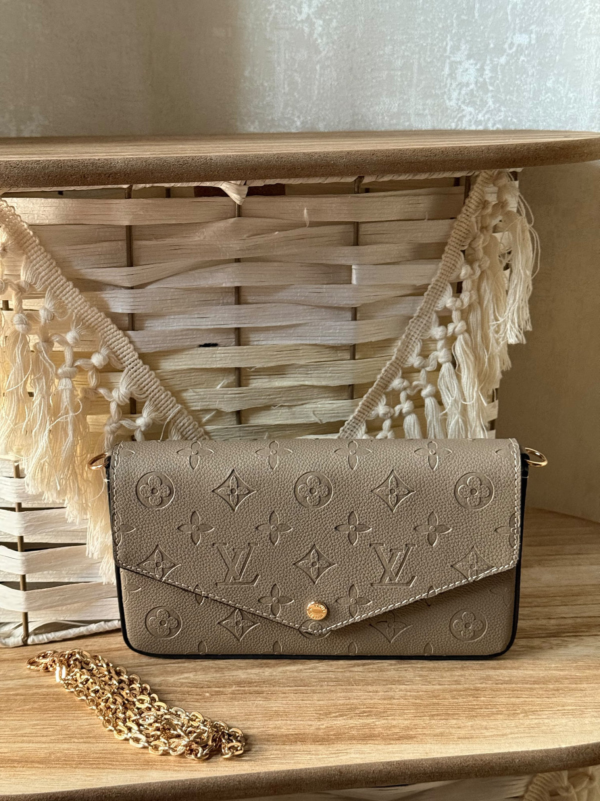 Louis Vuitton Tonal Motif Crossbody Bag - Beige Embossed