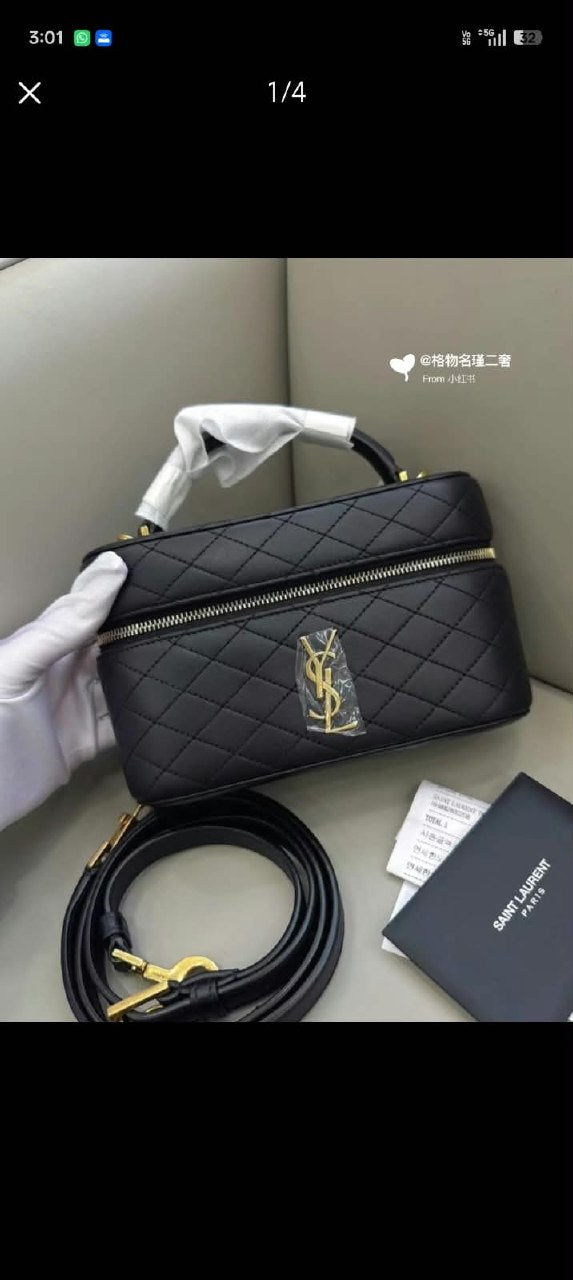 Saint Laurent Quilted Vanity Handbag - Black