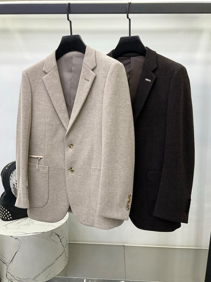 Zegna Herringbone Blazer - Beige, Brown
