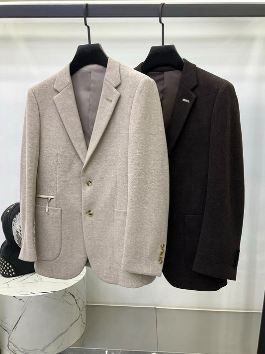 Zegna Herringbone Blazer - Beige, Brown