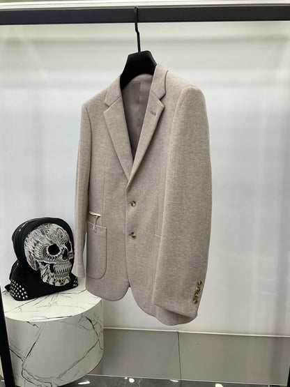 Zegna Herringbone Blazer - Beige, Brown