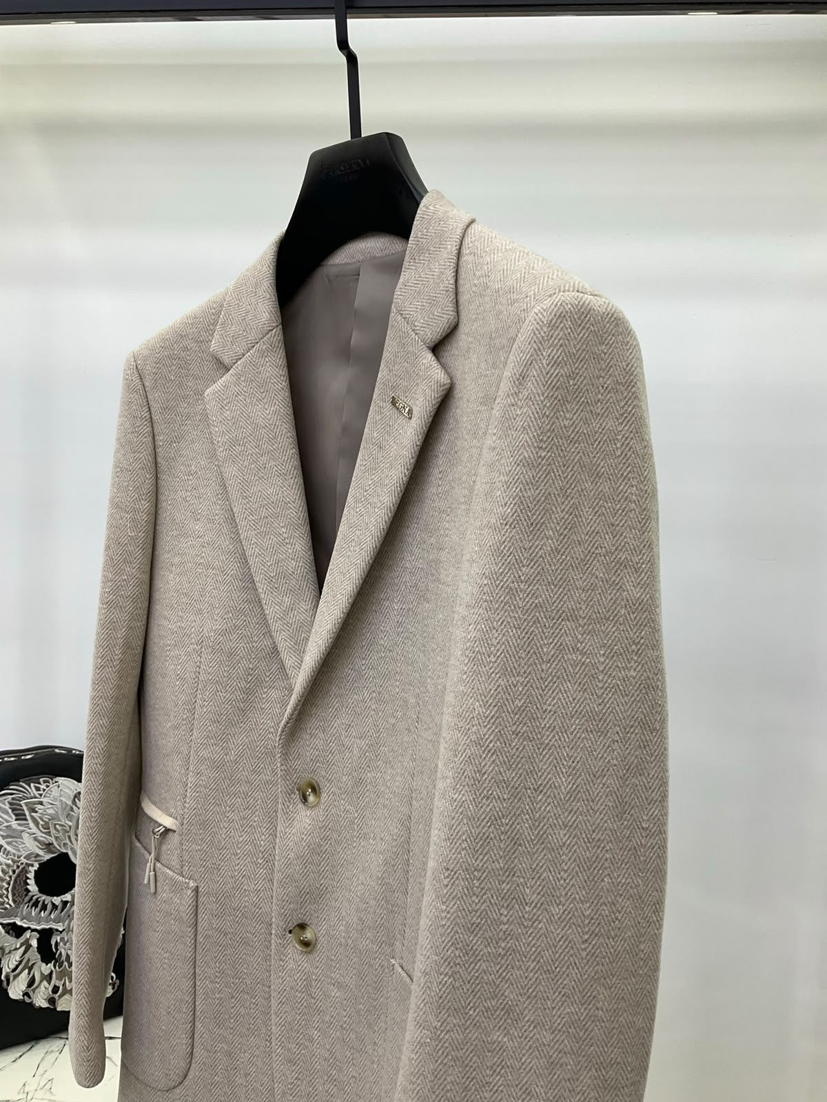 Zegna Herringbone Blazer - Beige, Brown