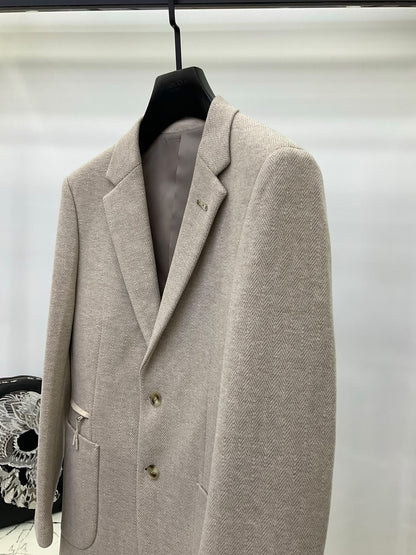 Zegna Herringbone Blazer - Beige, Brown