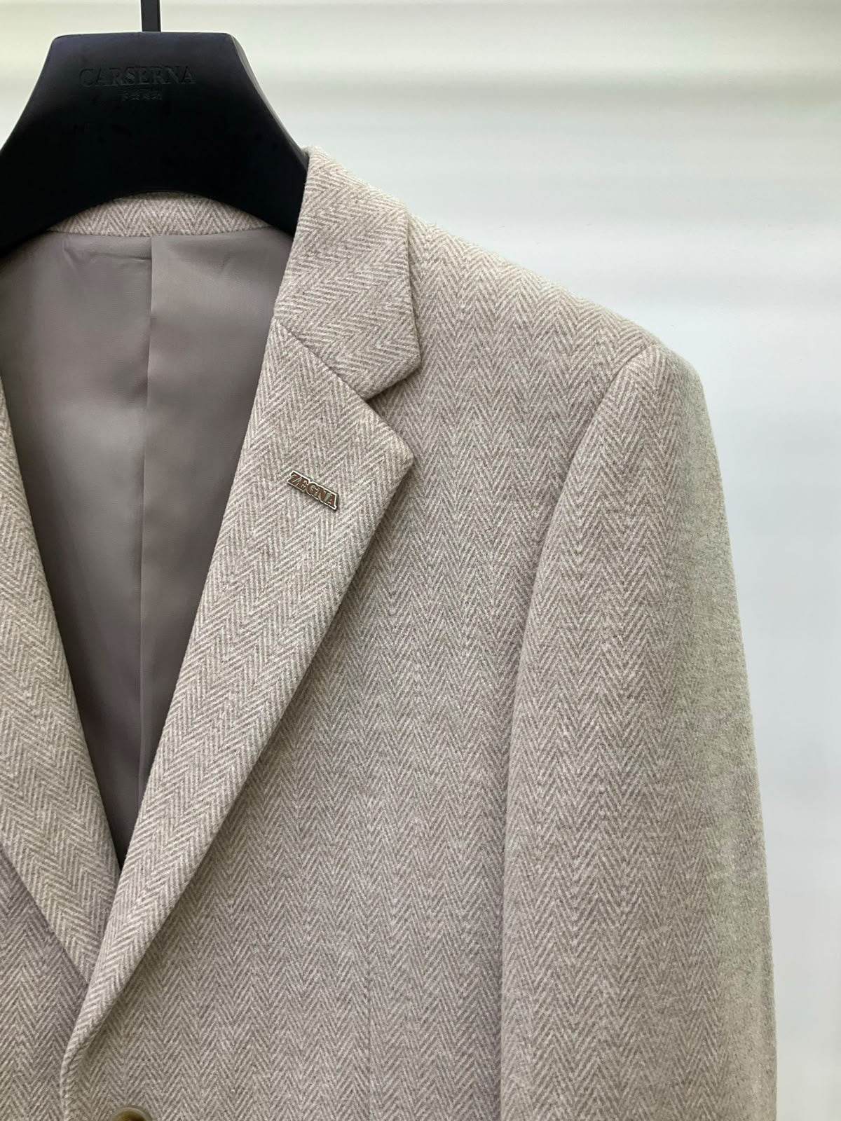 Zegna Herringbone Blazer - Beige, Brown