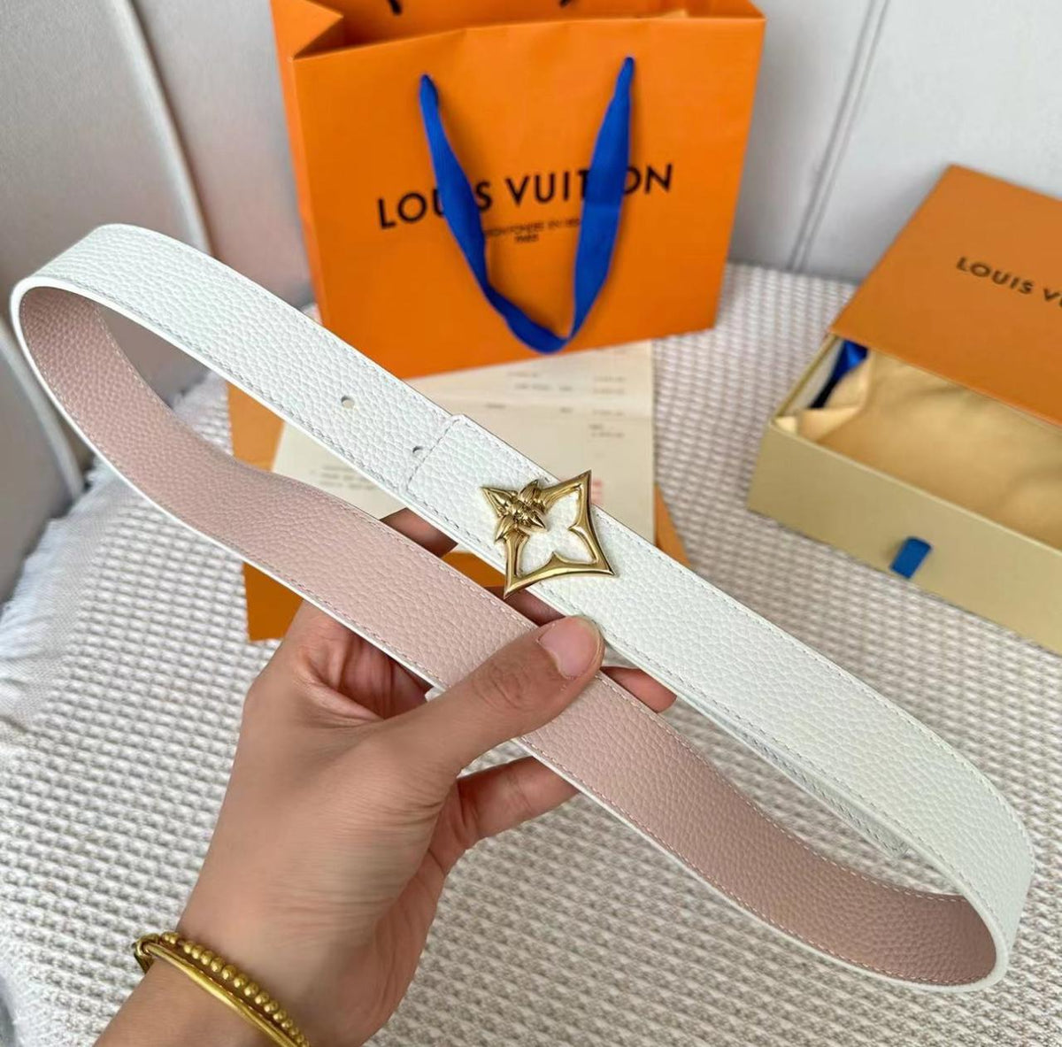 Louis Vuitton Star Buckle Belt - White, Black, Brown
