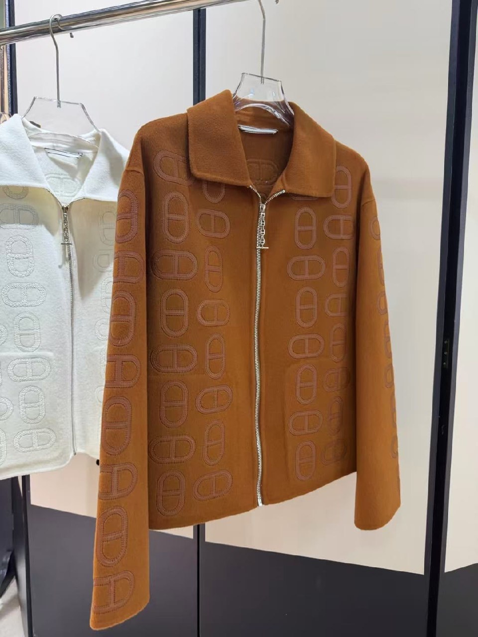 Dior Zip-Front Jacket - Brown, White