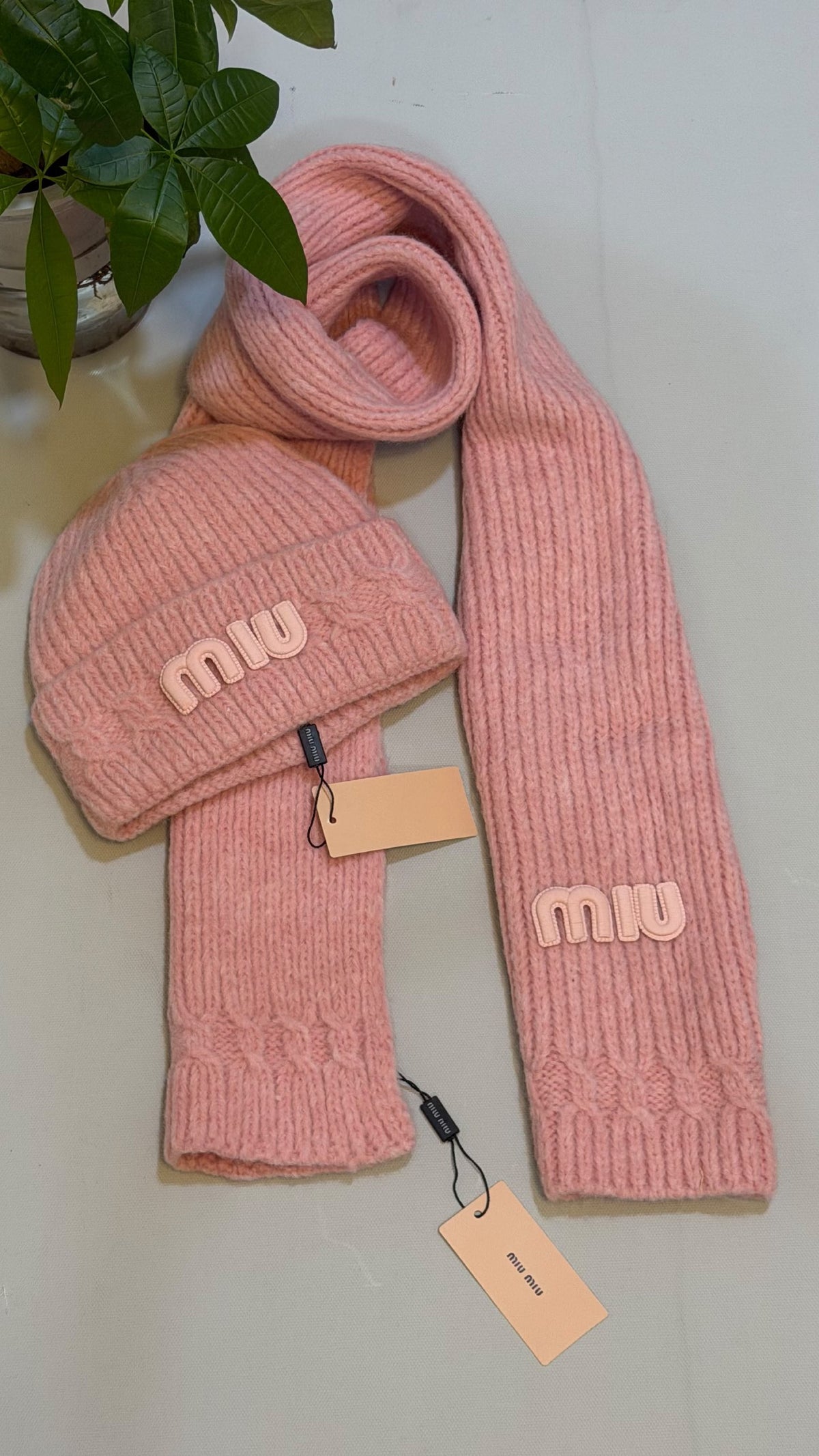 Miu Miu Scarf & Beanie - Pink
