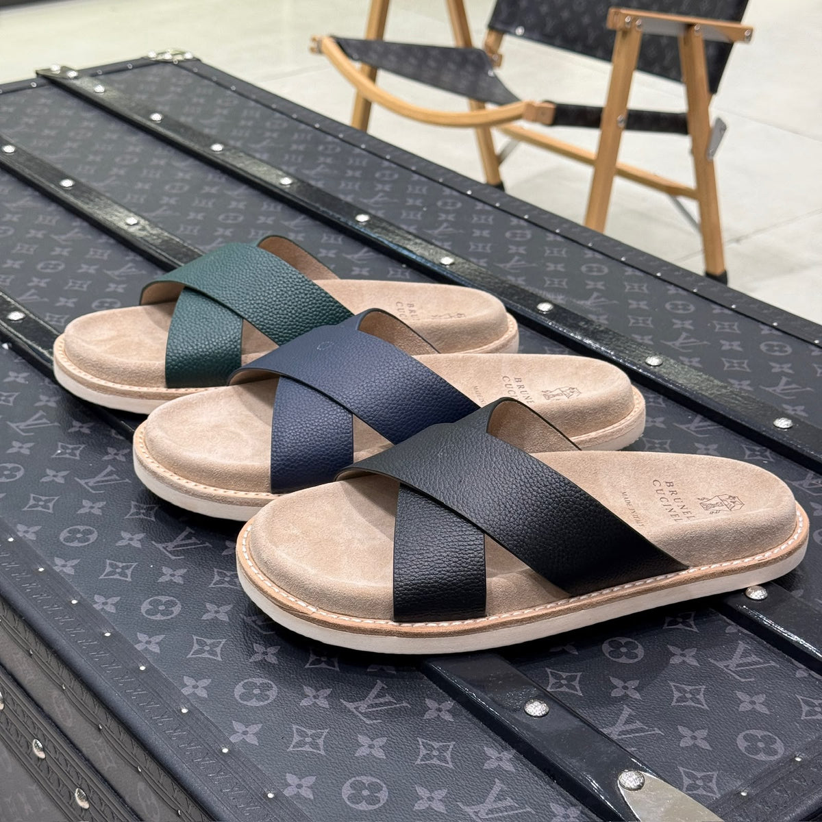 Brunello Cucinelli Slippers - Navy, Green, Black