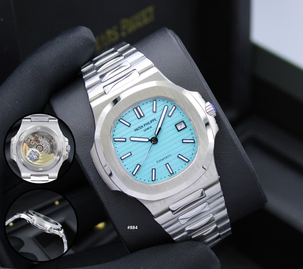 Patek Philippe Nautilus Watch Tiffany Dial Text - 