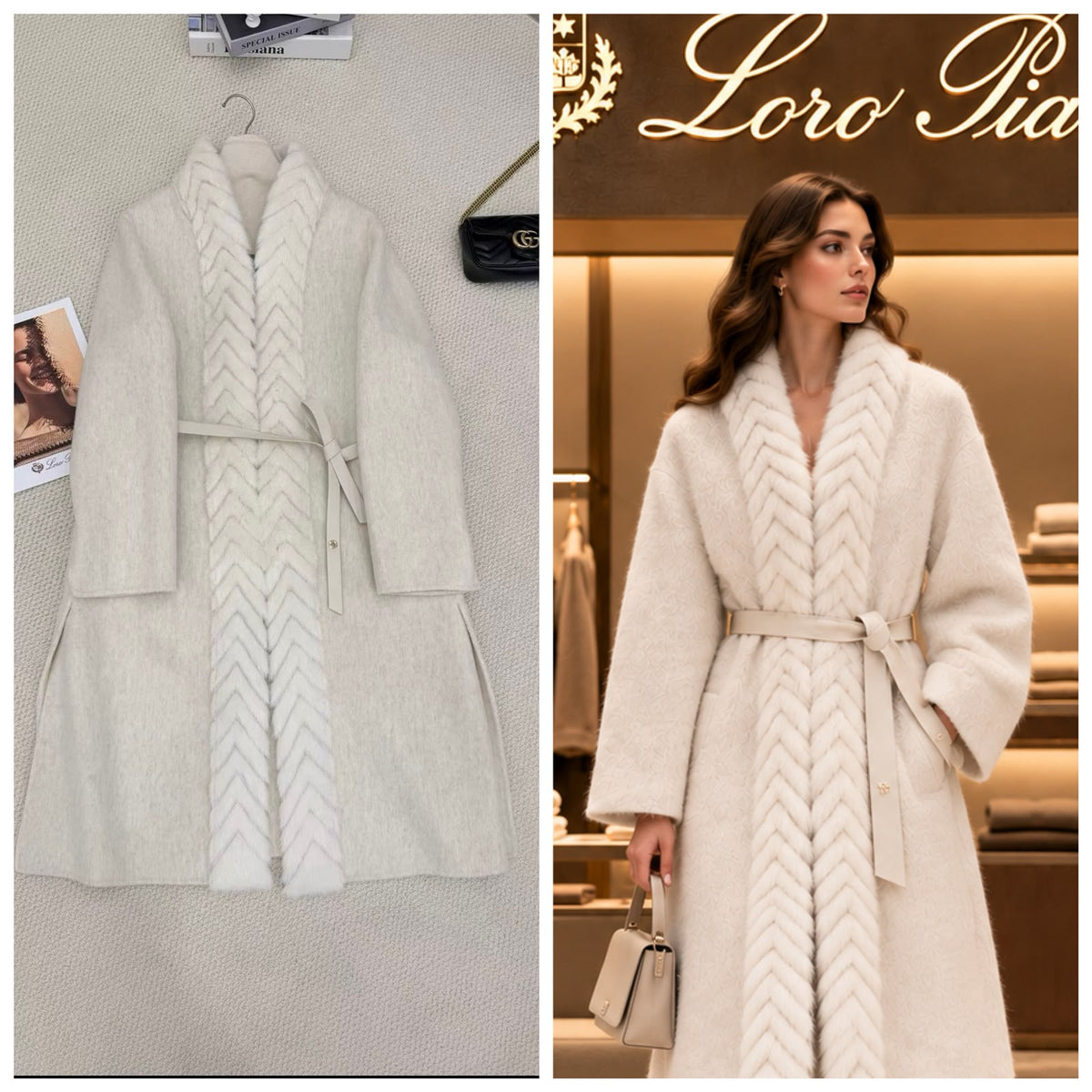 Loro Piana Coat - Brown, White, Grey