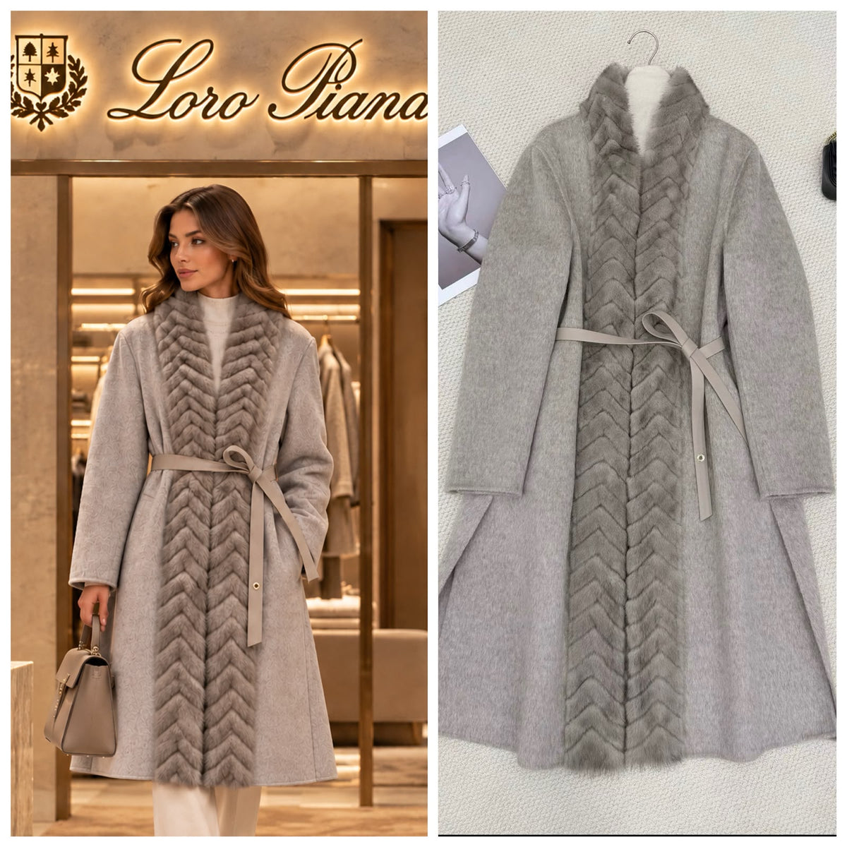 Loro Piana Coat - Brown, White, Grey