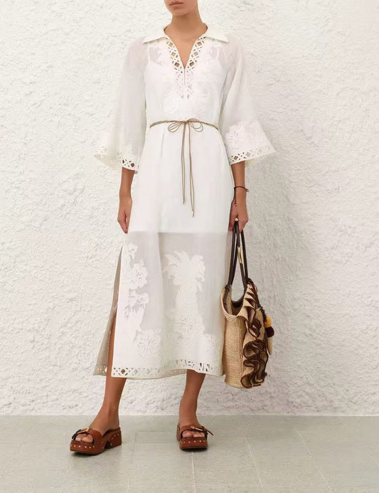 Zimmermann Belted Dress - White