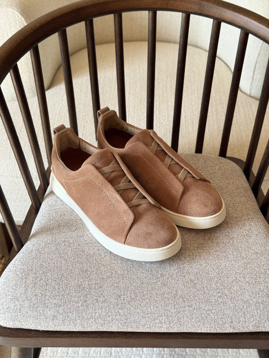 Zegna Low-Top Panel Sneakers - Brown